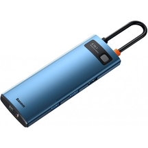 USB-Хаб Baseus Metal Gleam Series 6-in-1 (3xUSB3.0 + 4KHD + RJ45 + Type-C) Blue