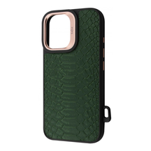 Чохол Kajsa Snake Pattern with Magnetic Ring iPhone 16 Olive