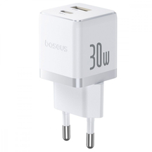 Мережевий зарядний пристрій Baseus Palm Fast Charger Type-C+USB 30W White