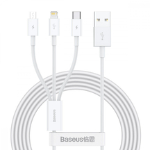 Кабель Baseus Superior Series Fast Charging 3-in-1 (Micro USB+Lightning+Type-C) 3.5A (1.5m) White