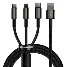 Кабель Baseus Tungsten Gold One-for-three Fast Charging Data 3-in-1 (Micro USB+Lightning+Type-C) 3.5 Black