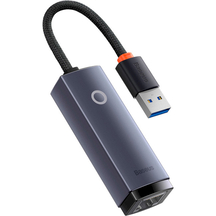 Переходник Baseus Lite Series Ethernet Adapter USB-A to RJ45 LAN Port (1000Mbps Aluminum Alloy) Grey (WKQX000113)