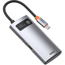 USB-хаб Baseus Metal Gleam Series 4-in-1 Multifunctional Type-C HUB Docking Station Gray (Type-C to HDMI*1+USB3.0*1+USB2.0*1+PD*1) (CAHUB-CY0G)