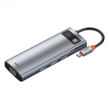 USB-хаб Baseus Metal Gleam Series 9-in-1 Multifunctional Type-C HUB Docking Station Space Gray (Type-C to HDMI*1+USB3.0*3+PD*1+RJ45*1+SD/TF*1+VGA*1) (CAHUB-CU0G)