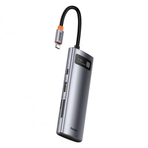 USB-хаб Baseus Metal Gleam Series 7-in-1 Multifunctional Type-C HUB Docking Station Gray (Type-C to HDMI*1+USB3.0*3+PD*1+VGA*1+RJ45*1) (WKWG040013)