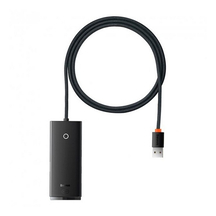 USB-хаб Baseus Lite Series 4-Port USB-A HUB Adapter (USB-A to USB 3.0*4 ) 1m Black (WKQX030101)
