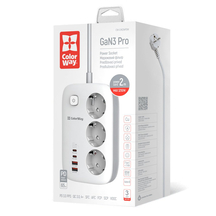 Мережевий фільтр-подовжувач СolorWay 3 розетки/4USB GaN3 Pro PD (2USB-A + 2 TYPE-C) (65W) 2M (CW-CHE34PDW)