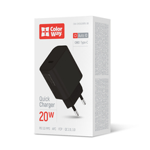 Мережевий зарядний пристрій ColorWay Power Delivery Port USB Type-C 20W V2 чорний (CW-CHS026PD-BK)