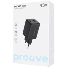 Сетевое зарядное устройство Proove Pocket Gan 45W Type-C + USB Black (WCPG45110001)