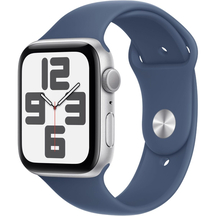 Apple Watch SE 2 2024 GPS 44mm Silver Aluminium Case with Denim Sport Band M/L MXER3