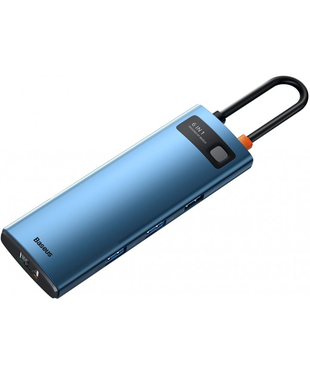USB-Хаб Baseus Metal Gleam Series 6-in-1 (3xUSB3.0 + 4KHD + RJ45 + Type-C) Blue