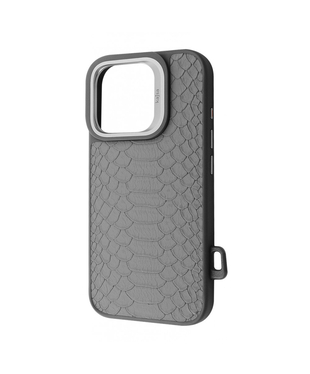 Чохол Kajsa Snake Pattern with Magnetic Ring iPhone 16 Pro Max Light gray