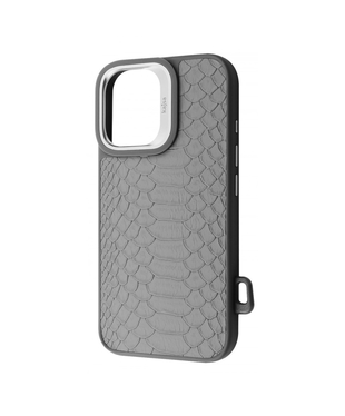 Чохол Kajsa Snake Pattern with Magnetic Ring iPhone 16 Light gray