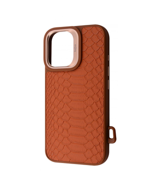 Чохол Kajsa Snake Pattern with Magnetic Ring iPhone 16 Brown