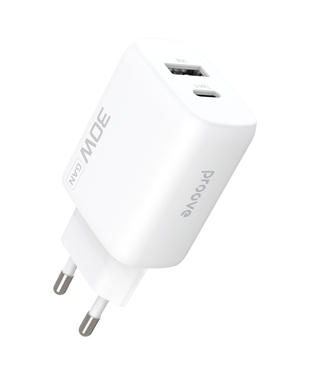 Мережевий зарядний пристрій Proove Silicone Power 2 30W (Type-C + USB) White