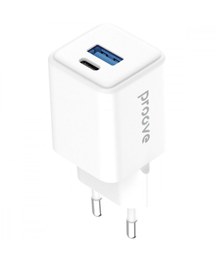 Мережевий зарядний пристрій Proove Pocket GaN 30W (Type-C + USB) White