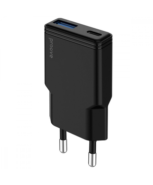 Мережевий зарядний пристрій Proove Slender 30W (Type-C + USB) Black