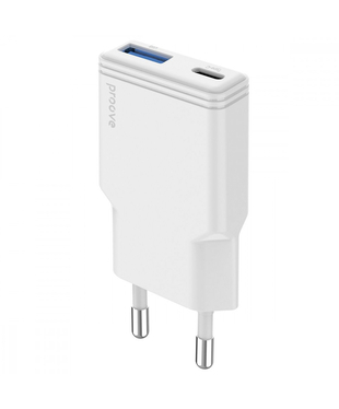 Мережевий зарядний пристрій Proove Slender 30W (Type-C + USB) White