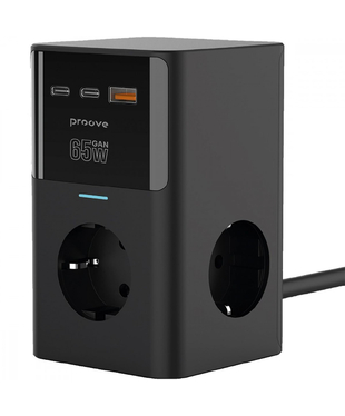Мережевий фільтр Proove Power Cube 65W (3xAC + 2xType-C + 1xUSB) 1.5m Black