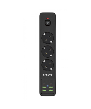 Мережевий фільтр Proove Power Strip P-03 (3 розетки + 4 USB + 2 Type-C) 2М Black