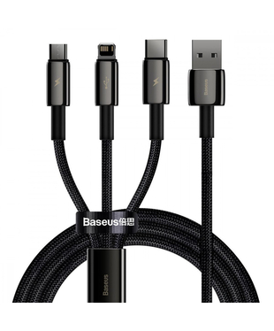 Кабель Baseus Tungsten Gold One-for-three Fast Charging Data 3-in-1 (Micro USB+Lightning+Type-C) 3.5 Black