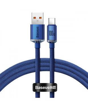 Кабель Baseus Crystal Shine Series Fast Charging Type-C 100W (1.2m) Blue
