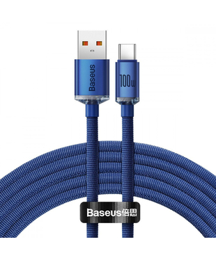 Кабель Baseus Crystal Shine Series Fast Charging Type-C 100W (2m) Blue