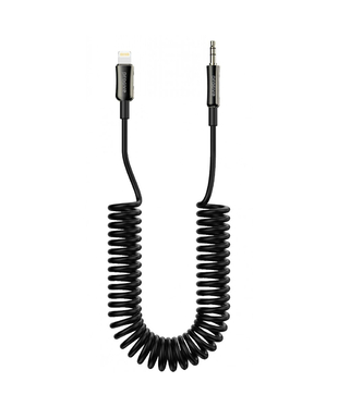 Кабель AUX Proove Steel Spring Lightning to 3.5 (1m) Black