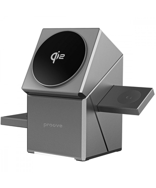 Бездротовий зарядний пристрій Proove Iron Hide 3 in 1 Qi2 Gray