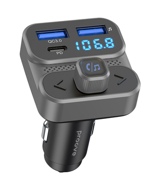 Автомобільний зарядний пристрій Proove FM Launcher Luxor SE 36W (PD+QC3.0) Type-C+USB Gray