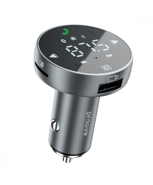 Автомобільний зарядний пристрій Proove FM Launcher Sound Sync 30W (PD+QC3.0) Type-C+USB Gray