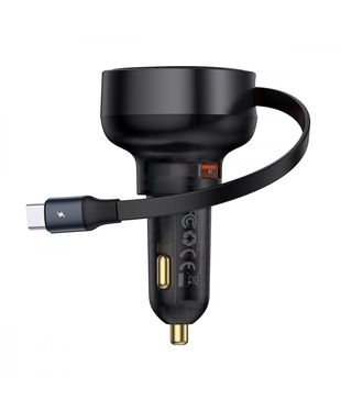 Автомобільний зарядний пристрій Baseus Enjoyment Pro Car Charger USB + Retractable Type-C Cable 60W Black
