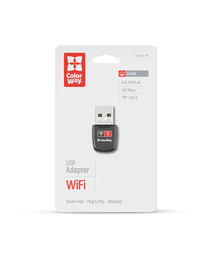 Адаптер ColorWay Wi-Fi 6 286 Мбіт/с (CW-AD-W1)