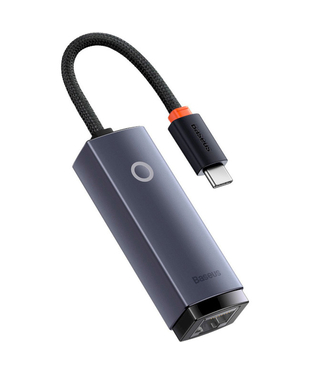 Переходник Baseus Lite Series Ethernet Adapter Type-C to RJ45 LAN Port (1000Mbps Aluminum Alloy) Grey (WKQX000313)