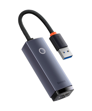 Переходник Baseus Lite Series Ethernet Adapter USB-A to RJ45 LAN Port (1000Mbps Aluminum Alloy) Grey (WKQX000113)