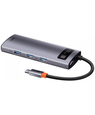 USB-хаб Baseus Metal Gleam Series 5-in-1 Multifunctional Type-C HUB Docking Station Gray 30Hz Version (Type-C to HDMI*1+USB3.0*3+PD*1) (WKWG020013)