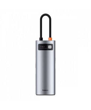 USB-хаб Baseus Metal Gleam Series 7-in-1 Multifunctional Type-C HUB Docking Station Gray (Type-C to HDMI*1+USB3.0*2+USB-C*1+PD*1+SD/TF*1) (WKWG020113)