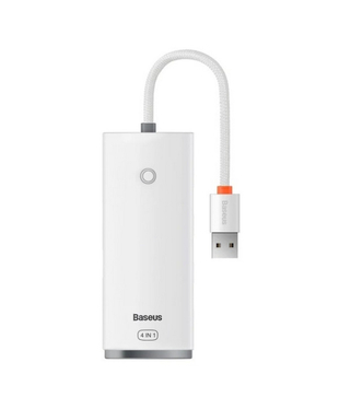 USB-хаб Baseus Lite Series 4-Port USB-A HUB Adapter (USB-A to USB 3.0*4) 25cm White (WKQX030002)