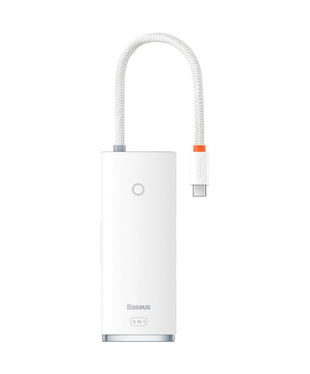 USB-хаб Baseus Lite Series 6-Port Type-C HUB Docking Station (Type-C to HDMI+USB3.0*2+PD+SD/TF) White (WKQX050102)