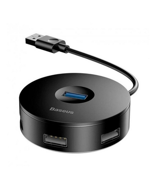 USB-хаб Baseus round box HUB adapter (USB3.0 to USB3.0*1+USB2.0*3) 10cm Black (CAHUB-F01)