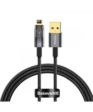 Кабель Baseus Explorer Series Auto Power-Off Fast Charging Data Cable USB to IP 2.4A 1m Black (CATS000401)