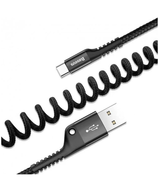 Кабель Baseus Fish-eye Spring Data Cable USB For Type-C 2A 1m Black (CATSR-01)