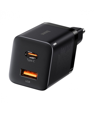 Мережевий зарядний пристрій Baseus Super Si Pro Quick Charger C+U 30W EU Black (CCSUPP-E01)