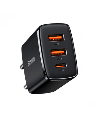 Сетевое зарядное устройство Baseus Compact Quick Charger 2U+C 30W EU Black (CCXJ-E01)