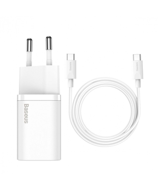 Сетевое зарядное устройство Baseus Super Si Quick Charger 1C 25W EU Sets White (TZCCSUP-L02)
