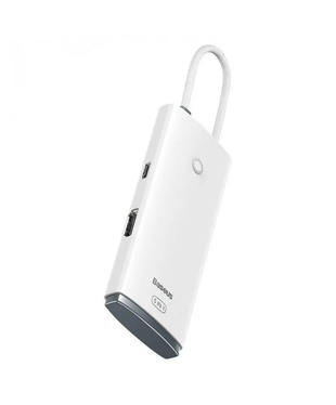 USB-хаб Baseus Lite Series 5-Port Type-C HUB Docking Station (Type-C to HDMI+USB3.0*3+PD) White (WKQX040002)