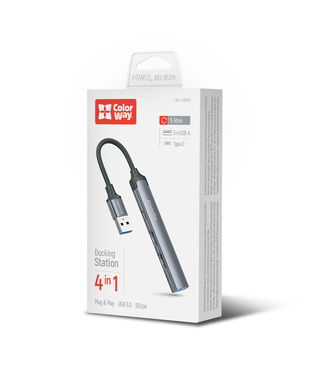 USB хаб СolorWay 4-в-1 USB-A USB2.0х3/USB3.0 (CW-HUB05)