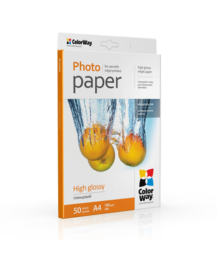 Фотопапір ColorWay глянцевий 180 г/м², A4, 50 арк. (PG180050A4)