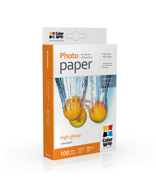 Фотопапір ColorWay глянцевий 180 г/м², 10х15, 100 арк. (PG1801004R)