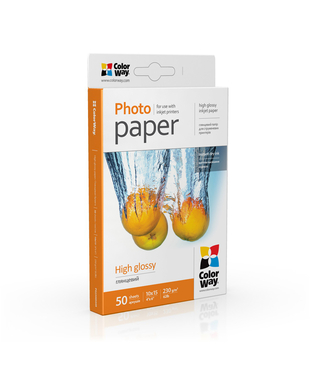 Фотопапір ColorWay глянцевий 230 г/м², 10х15, 50 арк. (PG2300504R)